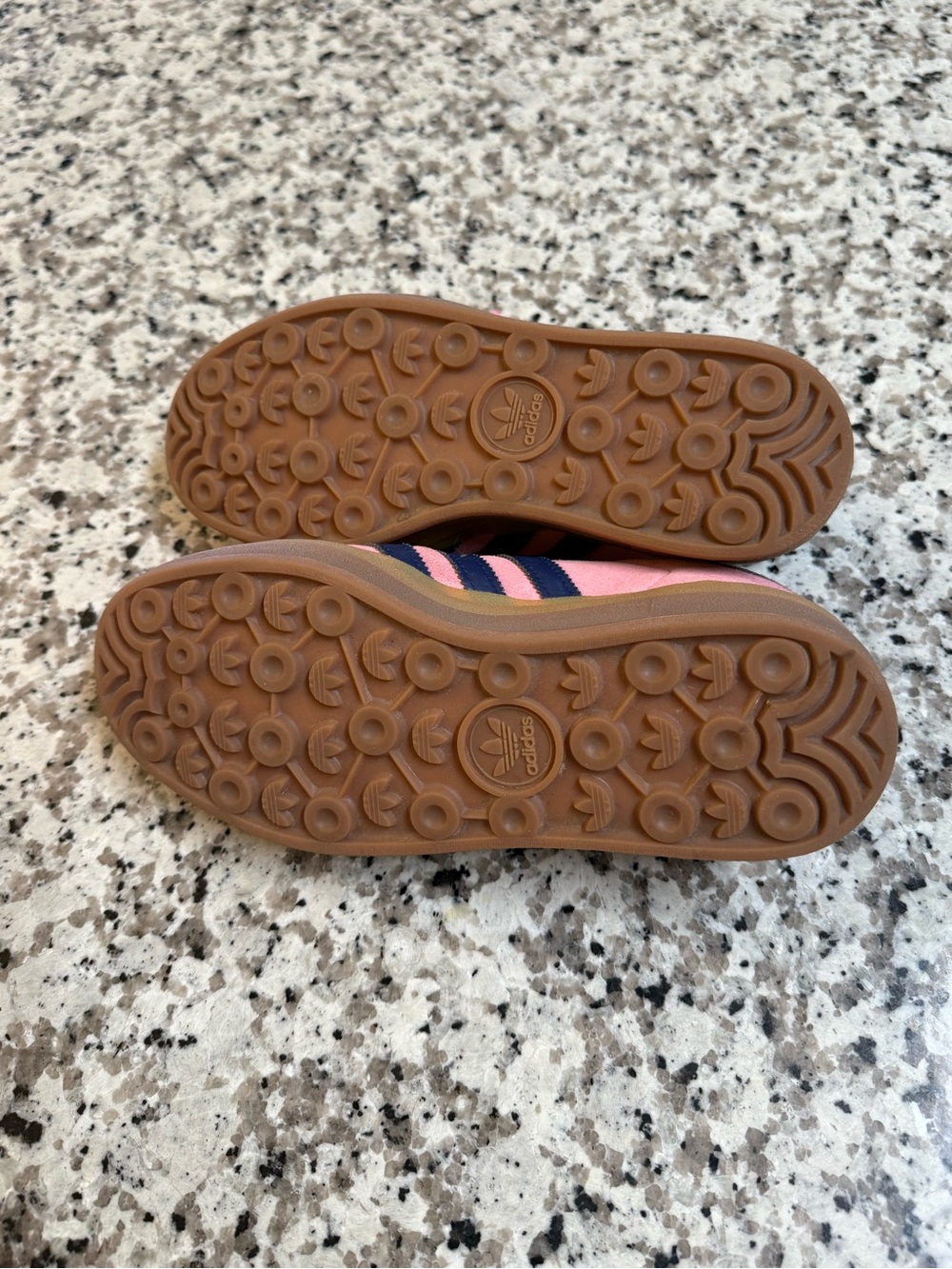 adidas Pink Suede Sneakers with Navy Stripes and Gum Sole - Picture 5 of 5